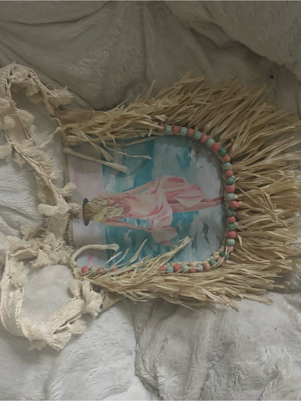 CUSTOM Boho Pink & Teal Beach handmade straw